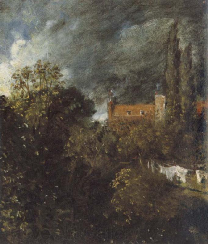 John Constable View in  Garden at Hampstead,with a Red House beyond